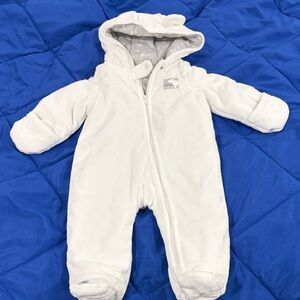 Carter's White Fleece Hooded Baby Footie